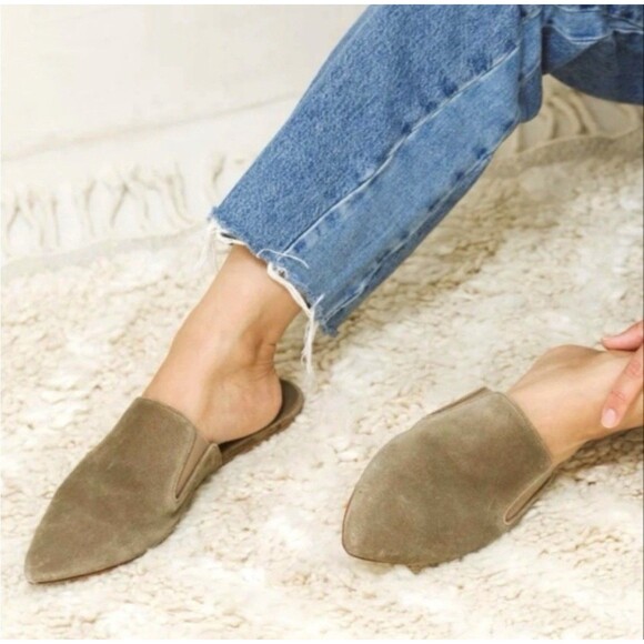 Jenni Kayne Shoes - Jenni Kayne Laurel Suede Mule Flats Taupe EU 39 US 8-8.5 Luxury Pointed Toe New